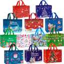 Heetobcos 12 Pack Christmas Gift Bags Large Reusable Tote Bags, Non-Wove Bags for New Year's Shopping, Christmas Surprise, Xmas Party Supplies,12.8"9.8"6.7"