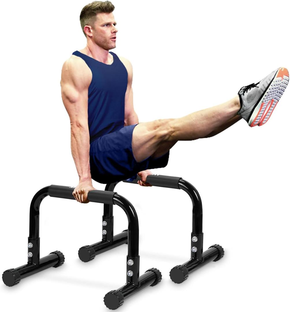 Push Up Bar, 12 Inch High Non-Slip Parallettes Bars & Dip Bars With Foam Handles, Heavy-Duty No Wobbling Calisthenics Equipment For Handstand, L-Sit, Gymnastics, Strength Training Home Gym Use