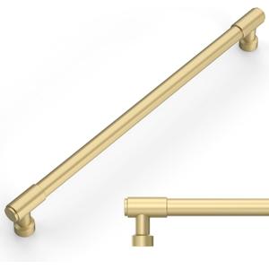 Amerdeco 10 Pack Brushed Gold Cabinet Pulls 10 Inch(254mm) Hole Center Drawer Pulls Cabinet Hardware Kitchen Cabinet Handles for Bathroom ZH0075