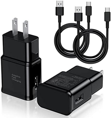 Type C Charger Fast Charging, 2 Pack USB C Android Phone Wall Charger Block & 3ft Charge Cable Cord, for Samsung Galaxy S8 / S9 / S10 Plus Active S10e, S20 / S21 Ultra Plus, Note 8 9 10, Pixel 3 etc