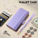 Antsturdy Compatible with iPhone 11 Pro Max Wallet Case,RFID Blocking PU Leather Phone Case Women Men flip Shockproof Cover Wrist Strap Zipper Credit Card Holder Slots,for Apple 11 ProMax,Light Purple