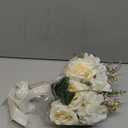9.5In Wedding Bouquets for Bride Bridesmaid, Champagne Roses White Artificial Flowers Toss Bouquet for Wedding Party Church Decoration