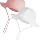 2Pack Baby Sun Hats, Wide Brim Sun Protection Infant Bucket Hat, 0-12M Adjustable Beach Hats for Portable Outdoor Essentials