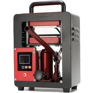 5 Ton Portable Hydraulic Heat Press Machine 2.3 x 4.7 Inch Dual Heating Plate, red/black