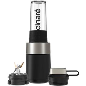 Cocinare Personal Blender, 1100W Powerful for Shakes and Smoothies, 6 Titanium Blades, 16 Oz To-Go Sports Portable Blender Bottle, for Kitchen, Frozen Fruit, Ice, Nut (Black)