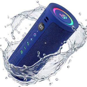 BassBloom Roar 3 Portable Bluetooth Speaker,20W Powerful Sound with Deep Bass,IPX6 Waterproof,24H Playtime,Bluetooth 5.4,RGB Lights,Wireless TWS Pairing,Outdoor for Camping and Beach (Sky Blue)