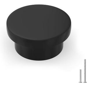 homdiy 10 Pack Black Cabinet Knobs Round Kitchen Cabinet Knobs Metal Black Dresser Knobs Zinc Cabinet Handles for Desk Drawers Cupboard Hardware