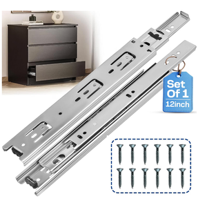 12 Inch Drawer Slides 1 Pairs (2pcs) Side Mount Rails - Heavy Duty Full Extension Ball Bearing – Drawer Slide Glides for Cabinet Kitchen, Dresser Runners - Draw Slides Sliders 100Lb Capacity
