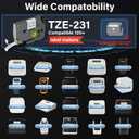 TZE-231 Compatible for Brother Label Maker Tape 12mm 0.47 Laminated Black on White 1/2" x 8m Replacement for TZ TZE TZE231 Tape for P Touch PT-D220 D220 PT-D210 PT-H110 PT-D200 PT-D400 D410 (7 Packs)
