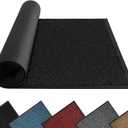 Mibao Dirt Trapper Door Mat for Indoor Outdoor, Waterproof All-Season, All-Weather Doormat, Heavy Duty Non-Slip Entrance Rug, Low Profile Absorbent Entrance Mat Carpet, 36" x 48", Black