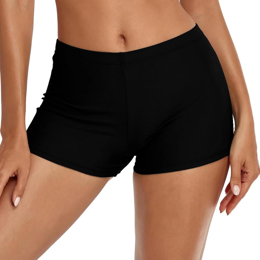 Cerburny Women's High Waisted Bikini Bottom Stretchy Bathing Suit Swim Bottom Solid Tankini Bottoms (Black, Large)