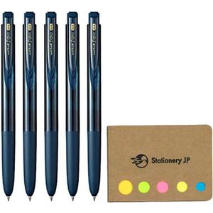 Signo RT1 Retractable Gel Ink Pen, Extra Fine Point 0.5mm, Rubber Grip, Blue Black Ink, 5-Pack, Sticky notes Value Set