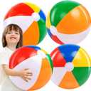 JOYIN 4-Pack 20" Beach Balls - Large Rainbow Beach Ball Inflatable Pool Toys for Party Supplies Decorations, Adults Kids Birthday Luau Summer Beach Water Games Beachball Party Favors