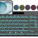 Wireless Keyboard and Mouse Combo, 7 Backlit Effects, Light Up Letters, Rechargeable, Phone Holder, 6 Button Mouse, Ergonomic Tilt Angle, 2.4GHz Silent USB Keyboard Mouse for Laptop, Computer, PC