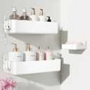 Nieifi Adhesive Wall Shelf, Shower Shelves, Shower Organizer for Bathroom Organization (White, 3 pieces)