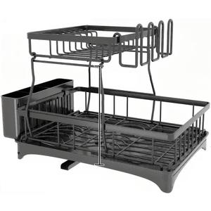Dish Racks for Kitchen Counter, Stainless Steel Kitchen Dish Drying Rack with Drainboard, Detachable Dish Drainers with Utensil Holders (Not Shipped on Weekends)