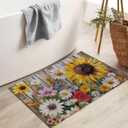 Rustic Sunflower Floral Indoor Door Mat for Entryway, 17x29.5 Inch, Sunflower Floor Doormat for Home Decor, Non-Slip Rug Mat for Living Room, Kitchen, Bedroom, Gifts for Flower Lovers