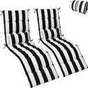 Only choice Chaise Lounge Cushion Outdoor Set of 2, 73" Lx24 W Quilted Patio Chair Cushion with Headrest, Waterproof & Fade-Resistant for Poolside, DeckPool Lounge Chairs (Black/White Striped)
