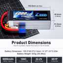 Zeee 6S Lipo Battery 6000mAh 22.2V 100C with EC5 Connector Soft Pack RC Battery for RC Car Truck RC Airplane Helicopter Quadcopter Boat (2 Packs)