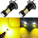 AUXLIGHT H7 LED Fog Light DRL Bulbs, 2400 Lumens Extremely Bright H7LL Bulbs Replacement for Cars, Trucks, Golden Yellow