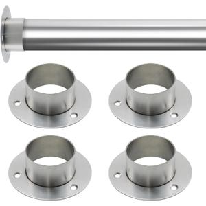 Antrader 4-Pack Stainless Steel Closet Rod Flange 2-Inch Dia. Heavy Duty Socket Bracket Support Holder for PipeSilver