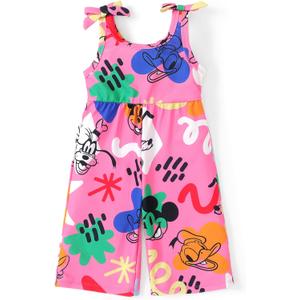Disney Frozen Elsa Princess Mickey Mouse Toddler Girl Romper Sleeveless Bowknot Character Doodle Print Jumpsuit 3-10 Years (8-9 Years)