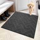 PURRUGS Dirt Trapping Door Mat 36" x 36", Non-Slip Machine Washable Entry Rug, Dog Doormat, Indoor Front Door Mat, Super Absorbent Entryway Rug for Muddy Shoes & Paws, Charcoal