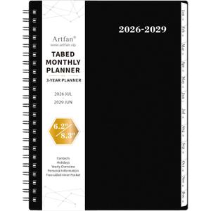 2026-2029 Monthly Planner/Calendar - 3 Year Monthly Planner 2026-2029, JUL 2026 - JUN 2029, 6.2" x 8.3", 3 Year Calendar 26-29 with Inner Pocket, Polypropylene Cover, 36-Month Tabs