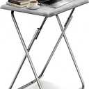 Tv Trays Folding Tv Table, Dinner Table for Eating with Sturdy Metal Frame, Small Foldable Snack Trays Table for Living Room, Couch,Sofa, Bed, No Assembly Required (White Marble)