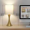 Gold Bedside Lamp Touch Control Table Lamp for Bedroom, 3-Way Dimmable Nightstand Lamp with White Shade, Modern Table Lamp for Living Room, Minimalist Desk Lamp for Dorm, Home, Office, Bulb Included