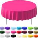 3 Pack Plastic Table Cloth Round 84 inch Plastic Tablecloth Disposable Round Cover Leakproof for Parties, Picnic, Camping, Birthday, Weeding Fushcia