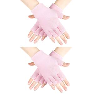 2 Pairs Fingerless Moisturizing Gloves Fingerless Gloves for Women Cotton Soft Moisturizing Eczema for Dry Rough and Cracked Hands Repair Arthritis Hand Typing for Men and Women (Pink)