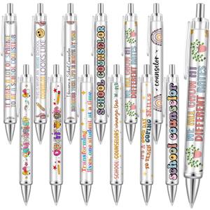 Eaasty 12 Pcs School Counseling Week Ballpoint Gift School Counseling Appreciation Pen Bulk Funny Ballpoint Pens for Birthday Teachers Day