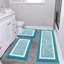 Pauwer 3 Piece Bath Mat Set, Non Slip Plush Bathroom Mats, Absorbent Shaggy Bathroom Rug Set with U-Shaped Contour Toilet Mat for Bedroom Living Room, Aqua Blue (18"x26"+18"x48"+U Shape 20"x24")