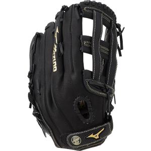 Mizuno Adult Premier Series Slowpitch Softball Glove (13", Black-Gold H Web)