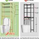 Kalrin Over-The-Toilet Storage Rack, 4-Tier Bathroom Organizer Shelf Over Toilet with Adjustable Shelf and Basket, Freestanding Space Saver Bathroom Shelves Above Toilet for Room (MetalWood-Gray)