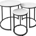 AT-VALY Nesting Tables Coffee Table Set of 3,Round Side Table Small Accent Table for Living Room,Bedroom Apartment (Black) (20.5in Black)