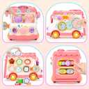 AmiDear Baby Gift for 1-2 Year Old Girl, 10-in-1 Montessori Toys Bus for Baby 6-12-18 Months+, Educational Musical Sensory Learning Toddler Toys Age 1-2, First Christmas and Birthday Gifts Pink