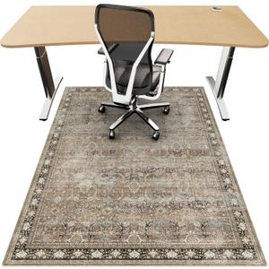 Office Chair Mat for Hardwood Floor, 48"x60" Desk Chair Mat for Home Office, Anti-Slip Under Desk Mat Rug for Rolling Chair,Floor Protector Washable Rugs for Gaming Chairs-Rust