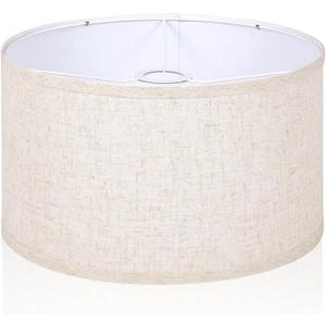 OUTON Beige Drum Lamp Shades for Floor Lamps, 13" Top x 13" Bottom x 10" High, Easy to Assemble, Replacement Linen Lampshades for Table Lamps & Bedside Lamps (1.65" Spider)
