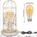 Small Table Lamp, Touch Control Table Lamp with Brushed White Oak Cage, Farmhouse Bedside Lamp 3-way Dimmable Nightstand Lamp Edison Lamp for Bedroom, Living Room, Hallway, Kitchen, LED Bulb Included
