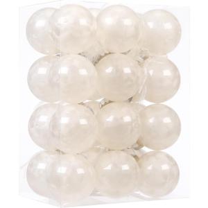 Sea Team 24-Pack Christmas Ball Ornaments with Marble Texture, Decorative Hanging Baubles, Shatterproof Plastic Decorations for Xmas Tree, Wreath, Garland, 60mm/2.36 Inches, Cream