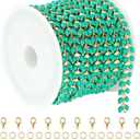 YOUBEIYEE 9.8 Feet Gold Plated Brass Chains Bulk Bluish Green Enamel Arrow Cable Jewelry Chain with Jump Rings and Lobster Clasps