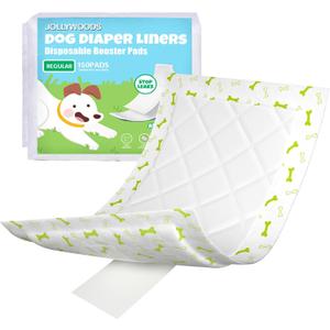 Jollywoods Dog Diaper Liners 150Pcs, Disposable Diapers Inserts for Male & Female Dogs, Booster Pads Fit Reusable Dog Belly Bands, Male Wraps and Period Diapers, Super Absorbent Leakproof Regular