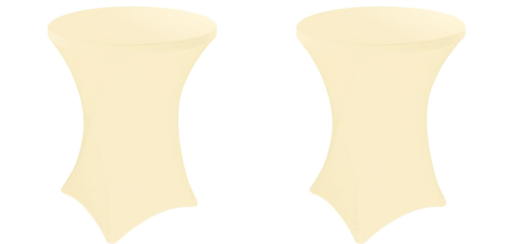 2 Pack 32x43 Inch Cocktail Table Cover Spandex Stretch Square Corners Tablecloth, Beige Cocktail Round Table Cloth, Fitted High Top Table for Bar, Weddings, Birthday, Banquet, Party (Beige)