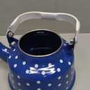 Tea Kettle, 1.7l Enamel Stove Top Tea Pots, Teapot Enameled Teakettle Dot Pattern Hot Water Pot Water Coffee Milk Warmer for Home Restaurant Kitchen Outdoor Blue Stovetop Kettle
