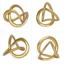 Gold Knot Statue Decor Gold Modern Geometric Sculpture Home Decor Unique Round Knick Knacks Shelves Decorative Abstract Cube Golden Centerpiece for Living Room Shelf Office Coffee Table Decoration