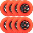 8-Pack Inline Skate Wheels, 85A, Indoor & Outdoor | Roller Hockey Wheels with ABEC-9 Bearings for Roller Blades, Scooters, and Luggage (64 mm, Orange)
