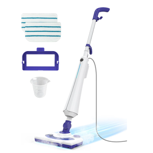 Aspiron Professional Steam Mop Cleaner, 1300W Floor Steamer with Detergent Chamber, 25S Heat Up, Lightweight Steamer for Cleaning with 2 Washable Pads, Safe for Tiles, Upholstery, Hardwood, White