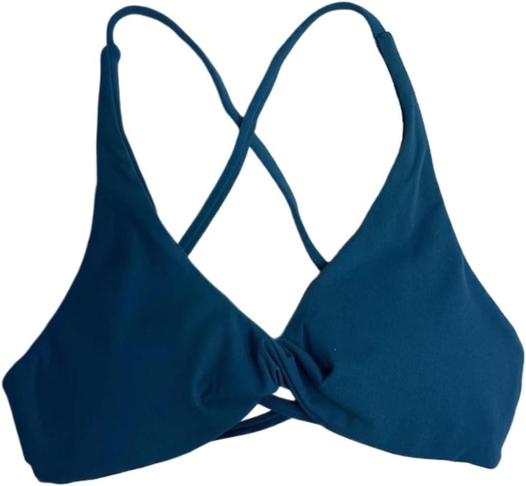 Front Twist Padded Cross Strap Sports Bra Sexy Back Fitness Sleeveless Short Top Yoga Sports Bra Size S